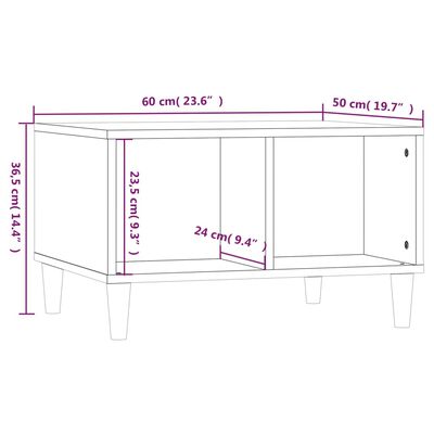 vidaXL kohvilaud, kõrgläikega valge, 60 x 50 x 36,5 cm, tehispuit