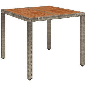 vidaXL aialaud puidust plaadiga, hall, 90 x 90 x 75 cm, pol&uuml;rotang