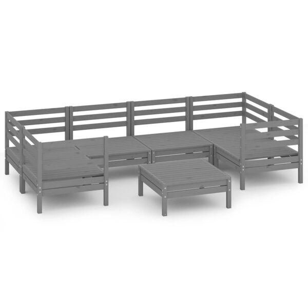 vidaXL 7-osaline aiadiivanikomplekt, hall, t&auml;ism&auml;nnipuit