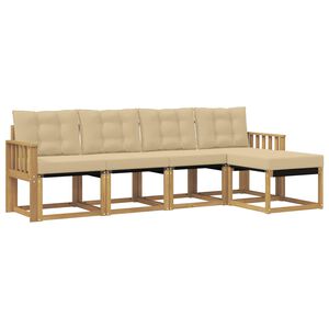 vidaXL V&auml;li diivanikomplekt padjaga 5 pcs Valge ja Beez