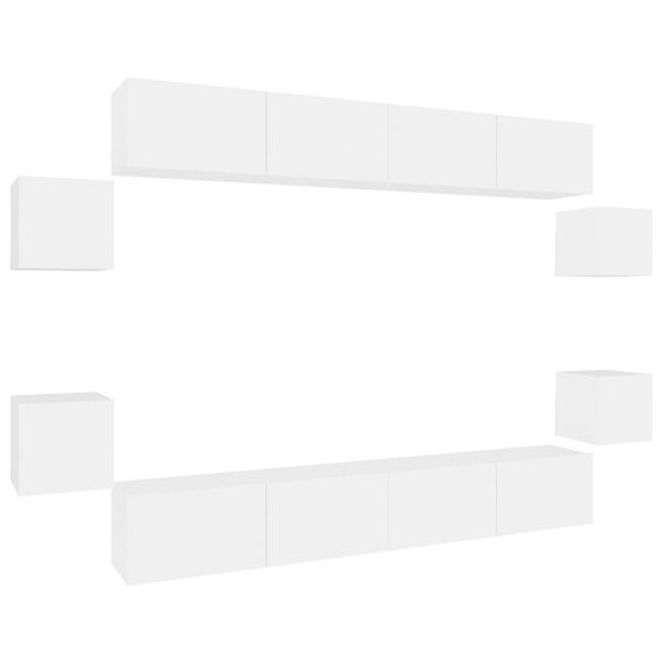 vidaXL 8-osaline telerikappide komplekt, valge, tehispuit