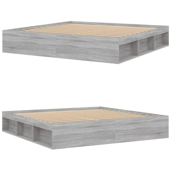 vidaXL voodiraam, hall Sonoma tamm, 200 x 200 cm