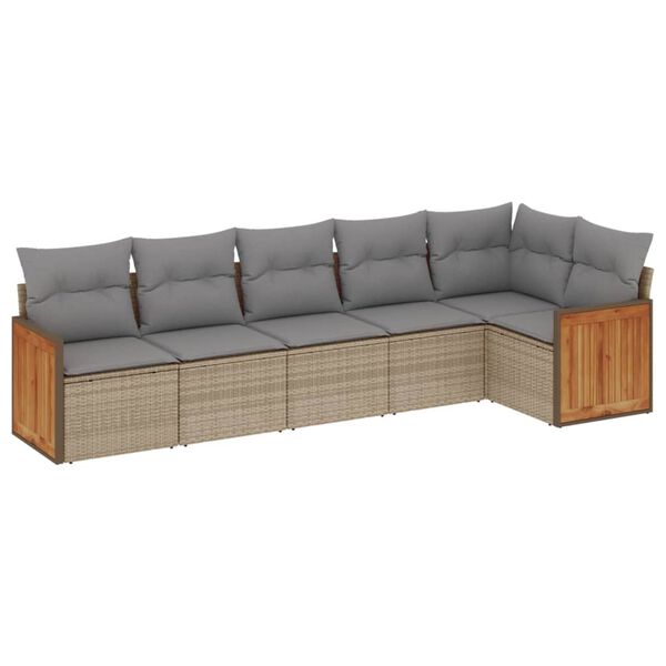 vidaXL 6-osaline aiadiivani komplekt patjadega, beež, polürotang