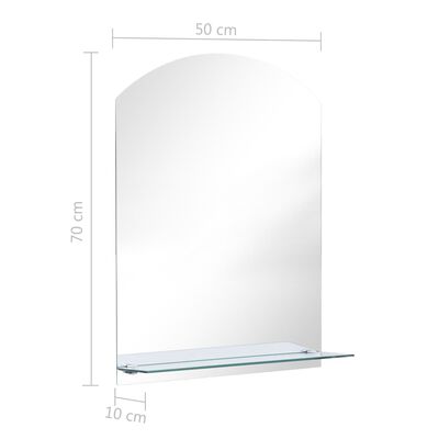 vidaXL seinapeegel riiuliga, 50 x 70 cm, karastatud klaasist