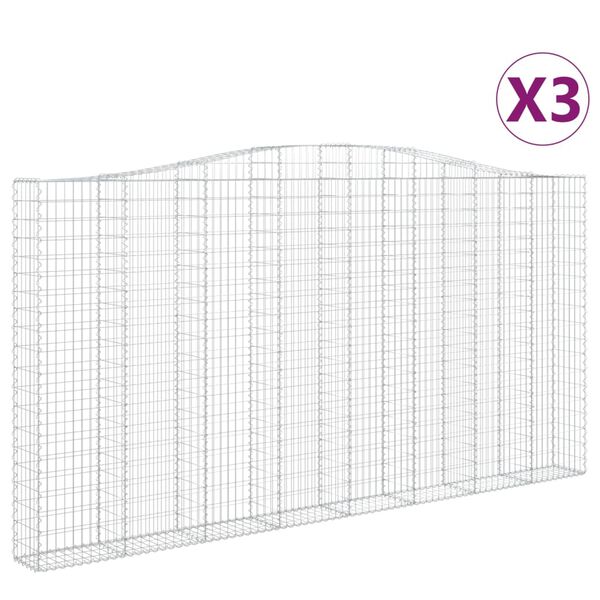 vidaXL kaarekujulised gabioonkorvid 3 tk, 400x30x200/220 cm, raud