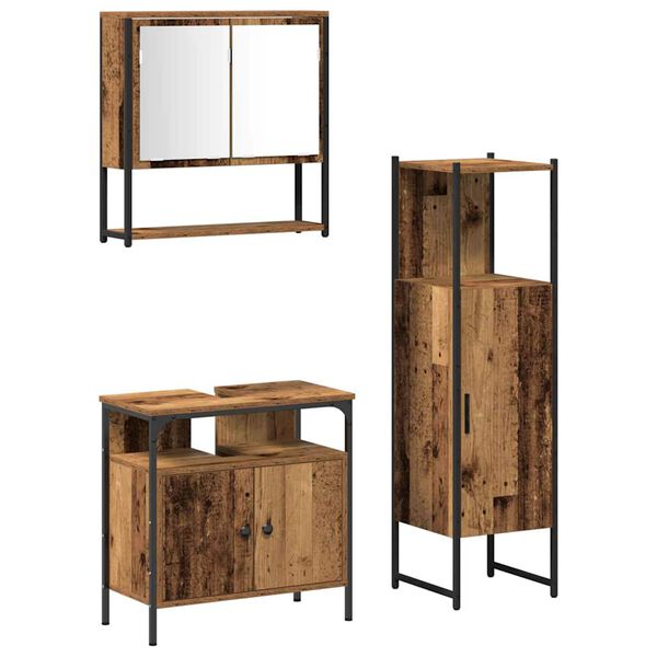 vidaXL Vannitoa m&ouml;&ouml;bleset riiuliga ladustamisega 3 pcs Pruun Tehispuit