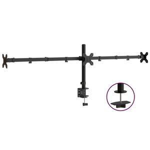 vidaXL kolme monitori alus, must, teras VESA 75/100 mm