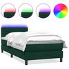 vidaXL kontinentaalvoodi madrats ja LED Tumeroheline 100x220 cm samet