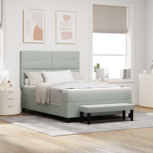 vidaXL Karbi vedrumadrats madratsiga peaga Helehall 160 x 200 cm Samet