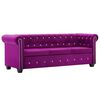 vidaXL 3-kohaline Chesterfield-diivan, samet, 199 x 75 x 72 lilla