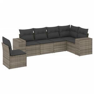 vidaXL 6-osaline aiadiivani komplekt patjadega, hall, pol&uuml;rotang