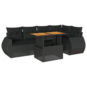vidaXL 6-osaline aiadiivani komplekt patjadega, must, pol&uuml;rotang