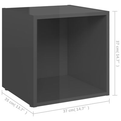 vidaXL telerikapid 4 tk, kõrgläikega hall, 37x35x37 cm, puitlaastplaat