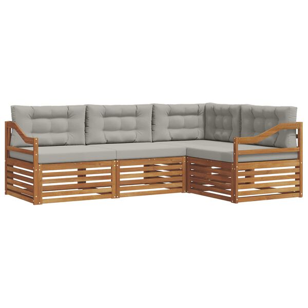 vidaXL V&auml;li diivanikomplekt padjaga 4 pcs Looduslik ja Hele Hall