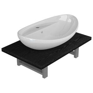 vidaXL kaheosaline vannitoam&ouml;&ouml;bli komplekt, keraamiline, must