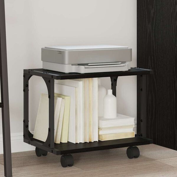 vidaXL Printeri alus Must tamm 41 x 28 x 33.5 cm Tehispuit