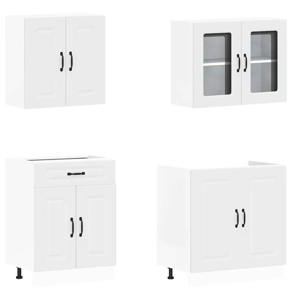 vidaXL 4-osaline k&ouml;&ouml;gikapi komplekt Kalmar, valge, tehispuit