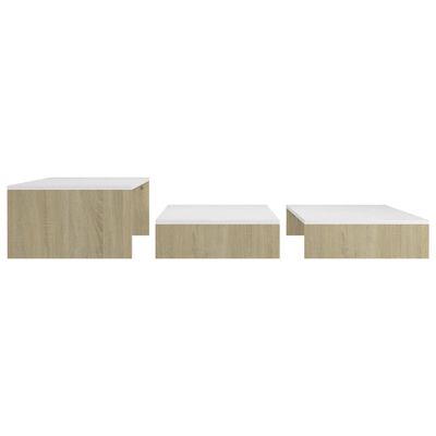 vidaXL üksteise alla käivad kohvilauad, valge, Sonoma 100x100x26,5 cm