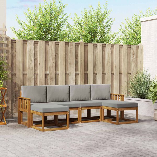 vidaXL V&auml;li diivanikomplekt padjaga 6 pcs Looduslik ja Hele Hall