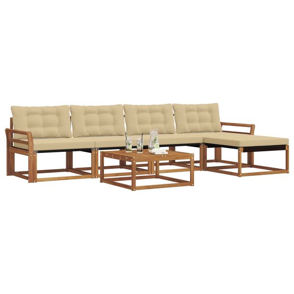 vidaXL V&auml;li diivanikomplekt padjaga 6 pcs Looduslik ja beež