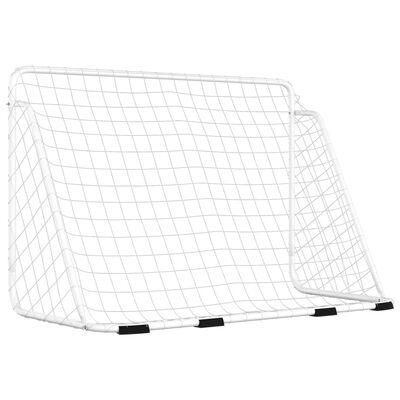 vidaXL jalgpallivärav võrguga, valge, 180 x 90 x 120 cm, teras