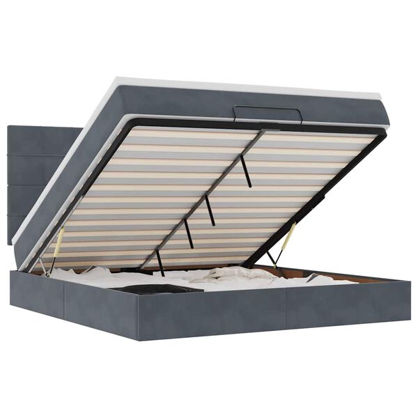 vidaXL Ottomani voodiraam madratsitega, tumehall, 160x200 cm, samet