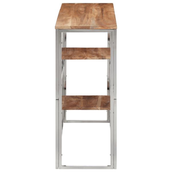 vidaXL konsoollaud, h&otilde;bedane, roostevaba teras ja akaatsiapuit