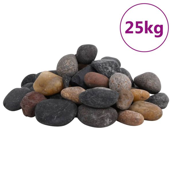 vidaXL poleeritud veerkivi 25 kg, eriv&auml;rvi, 5-8 cm