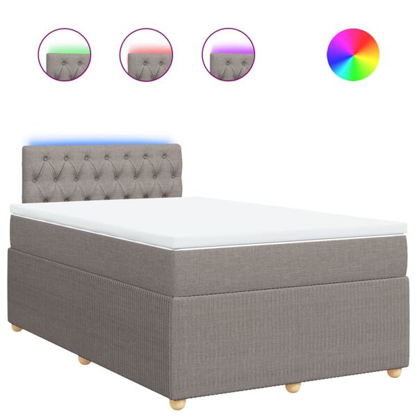 vidaXL kontinentaalvoodi madratsiga, pruunikashall, 120x190 cm, kangas