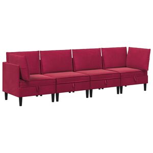 vidaXL Elutoa m&ouml;&ouml;bliseade padjaga ladustamisega 4 pcs Veinpunane Samet