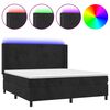 vidaXL kontinentaalvoodi madrats ja LED, must, 160x200 cm, samet