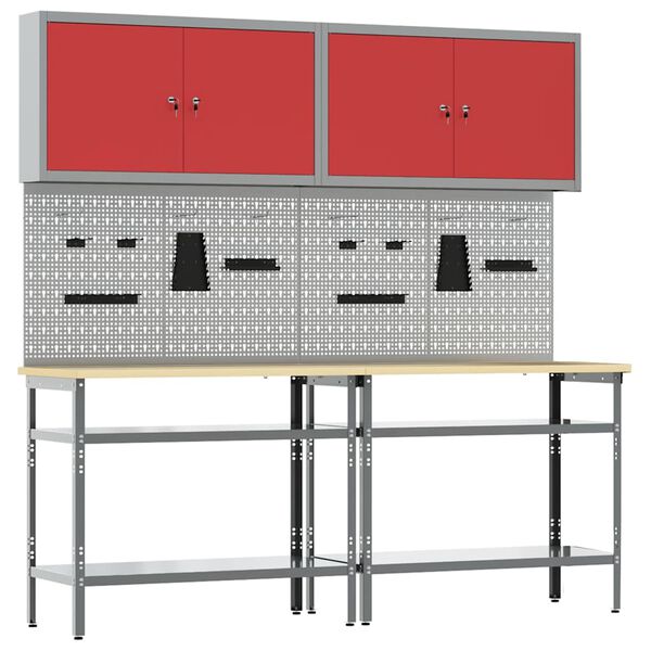 vidaXL T&ouml;&ouml;lauakomplekt riiuliga 8 pcs Hall 200 x 55 x 200 cm Teras