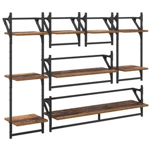 vidaXL Seinariiulikomplekt 6 pcs Vana puit 100 x 25 x 30 cm Tehispuit