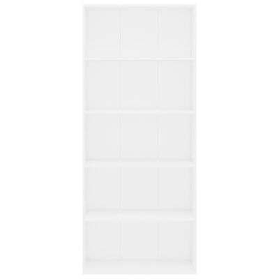 vidaXL 5-korruseline raamaturiiul, valge 80x30x189 cm, puitlaastplaat