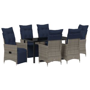 vidaXL Lauda ja toolide komplekt padjaga 7 pcs Hall PE rattan