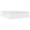 vidaXL Voodi hoiukohaga ja madratsiga Valge 200 x 200 cm Kunstnahk
