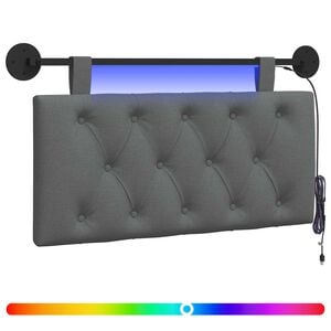 vidaXL Rippuv voodipeats LED-valgustusega Tumehall kangas