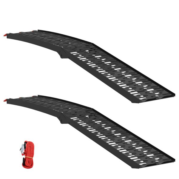 vidaXL Mootorratta rampp 680 kg 2 pcs Must 222 x 28 x 5 cm Alumiinium