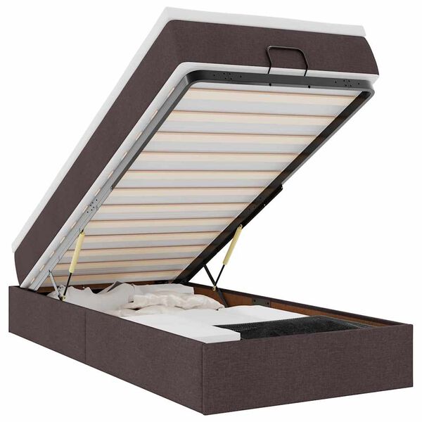 vidaXL Ottomani voodiraam madratsiga, tumepruun, 90x200cm, kangas