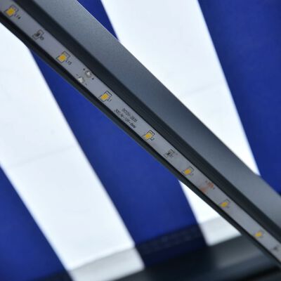vidaXL varikatus, tuuleandur ja LED, 450 x 300 cm, sinine ja valge