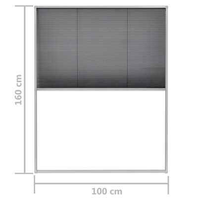 vidaXL plisseeritud putukavõrk aknale, alumiinium, 100 x 160 cm