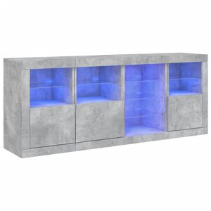 vidaXL puhvetkapp LED-tulega, betoonhall, 164 x 37 x 67 cm