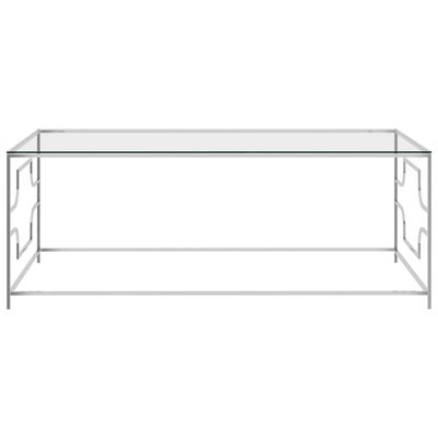 vidaXL kohvilaud hõbedane, 120 x 60 x 45 cm, roostevaba teras ja klaas