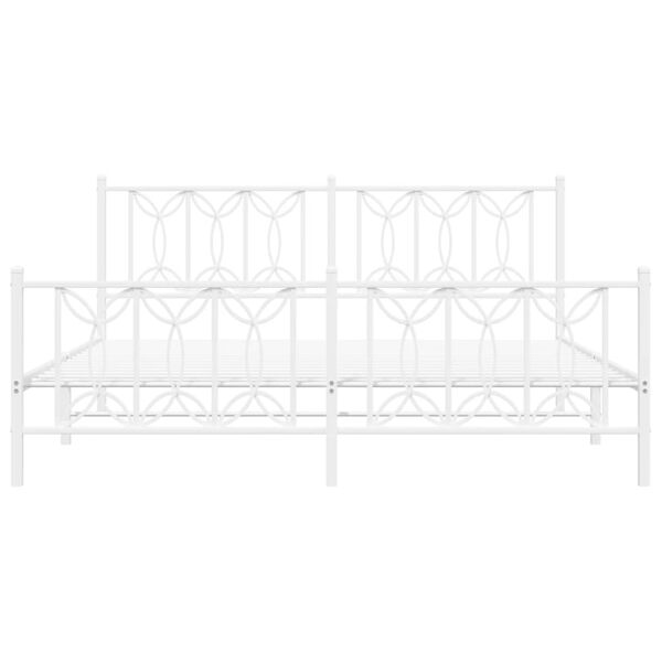 vidaXL metallist voodiraam peatsi ja jalutsiga, valge, 183x213 cm