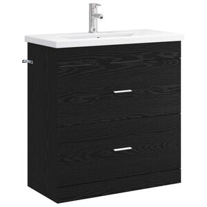 vidaXL Vannitoa m&ouml;&ouml;bleset Must tamm 81 x 40 x 84,5 cm Tehispuit