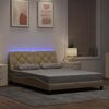 vidaXL voodiraam LED-iga ilma madratsita, kreem, 120x200 cm, kangas