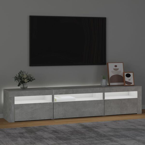 vidaXL telerialus LED-tuledega, betoonhall, 195x35x40 cm