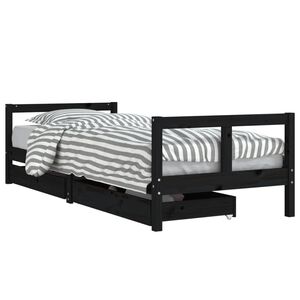 vidaXL lastevoodi raam sahtlitega, must, 80 x 200 cm, m&auml;nnipuit