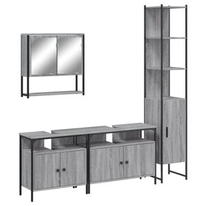 vidaXL 4-osaline vannitoam&ouml;&ouml;bli komplekt, hall Sonoma tamm, tehispuit