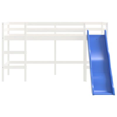 vidaXL laste kõrge voodi liumäega, valge, 80 x 200 cm, männipuit
